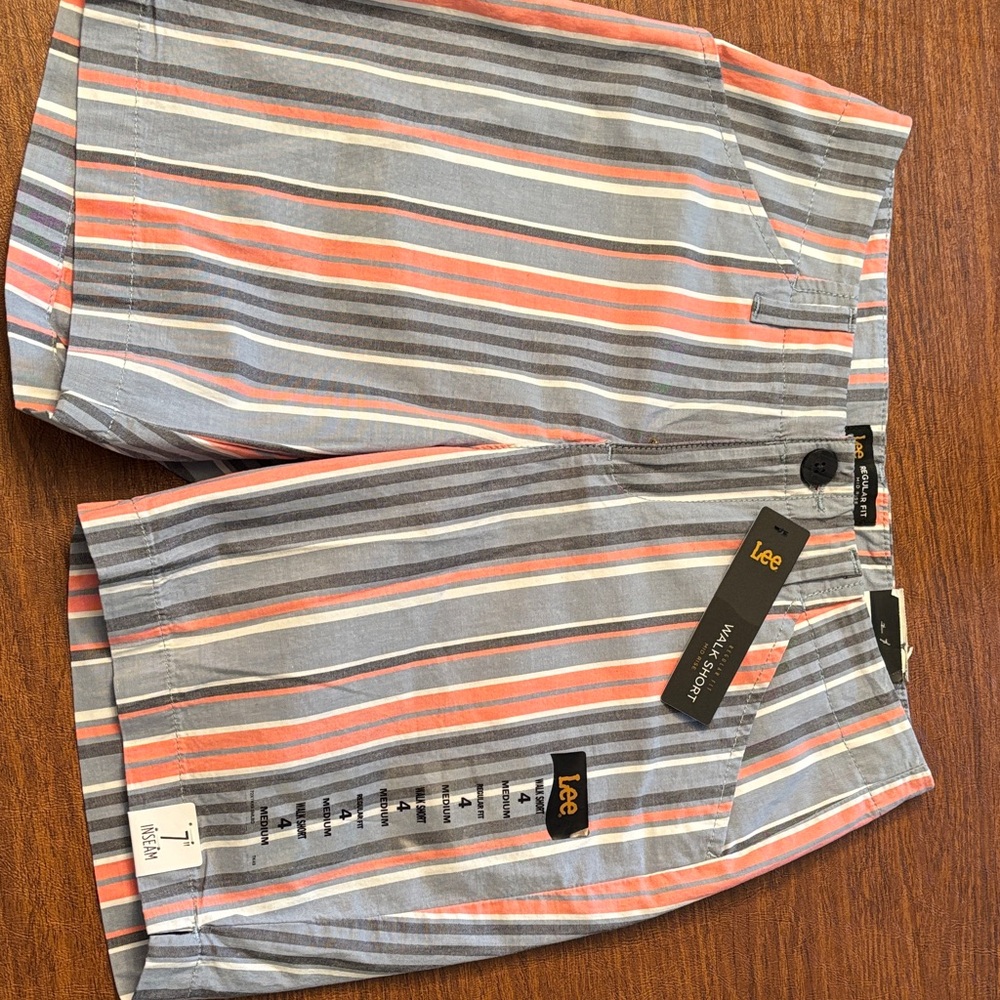 Lee Multi-Striped Shorts in Gray and Orange